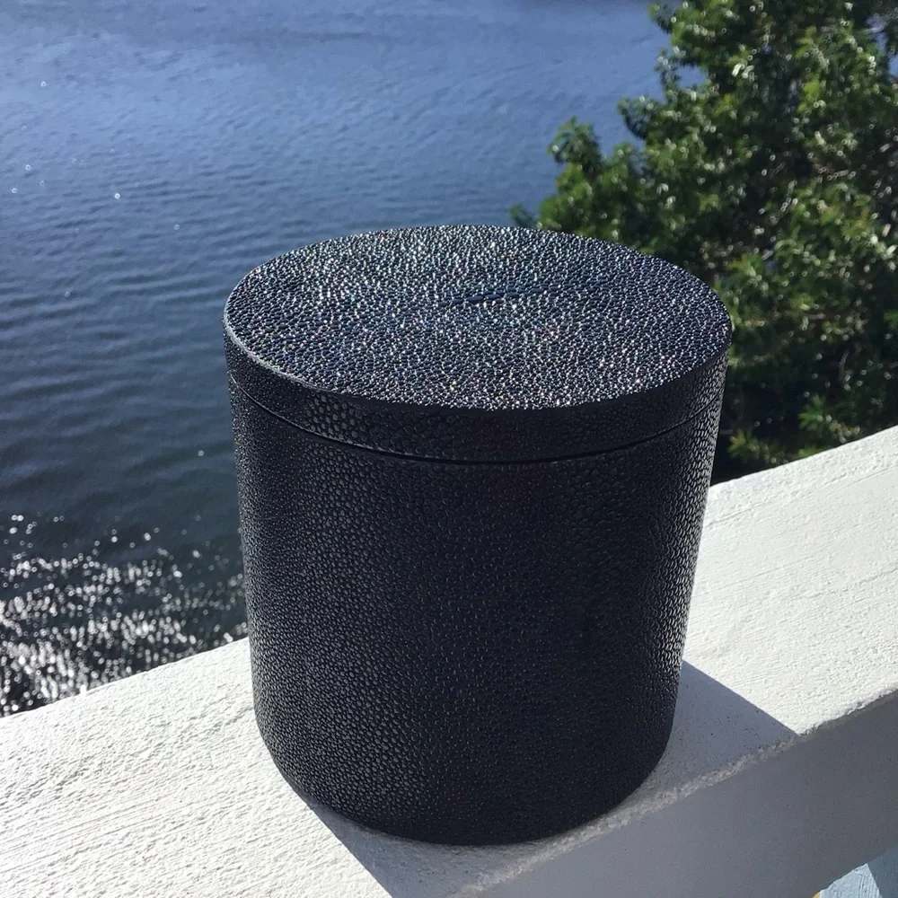 Pigeon Poodle Large Manchester Bath Collection Black Realistic Faux Shagreen